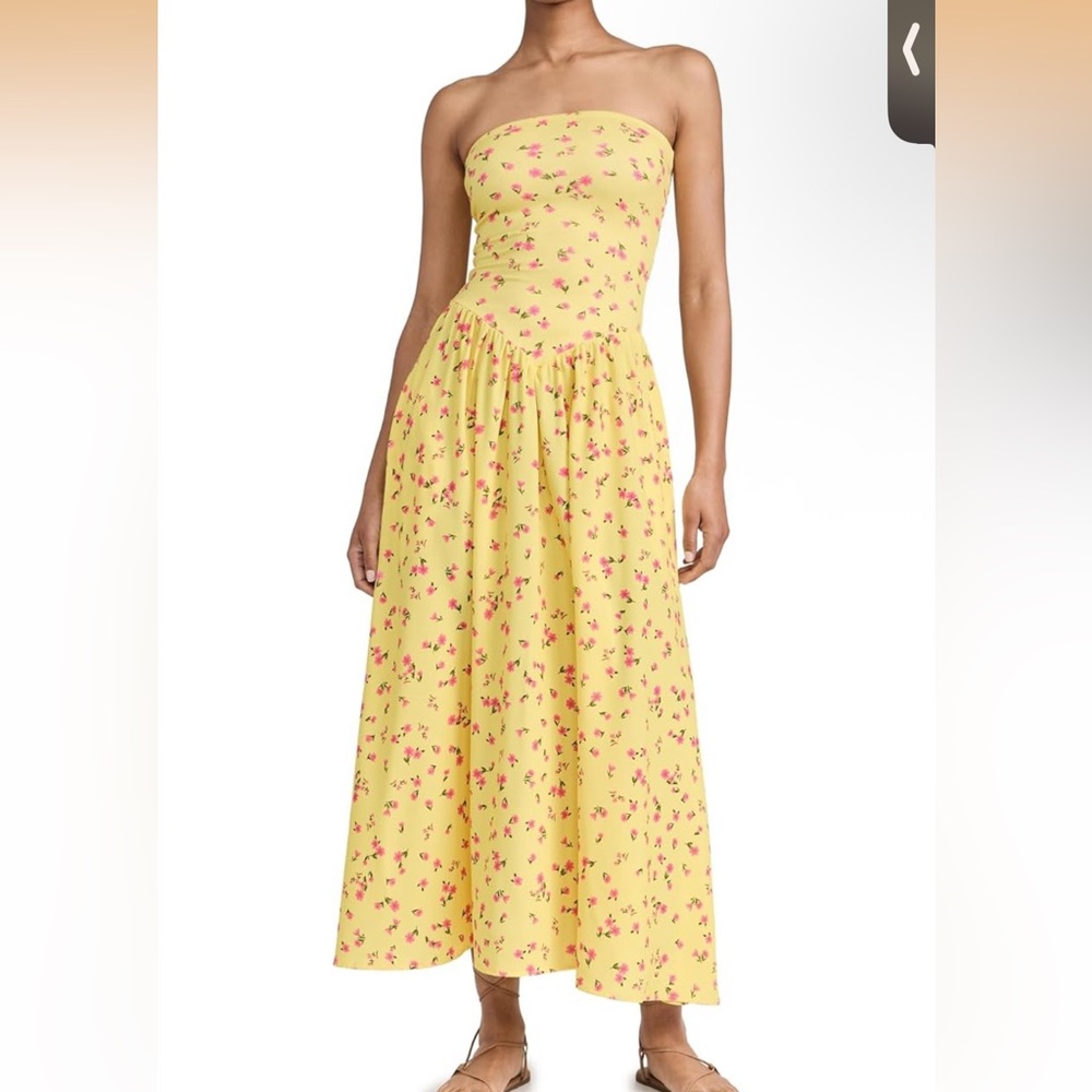 RESA Strapless Yellow Floral Dress